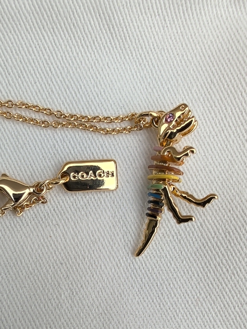 Coach "Rexy Rainbow" Dinosaur Necklace NWT 🌈🦖